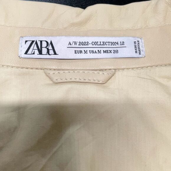 ZARA Leather Limited Edition Oversized Collared Long Sleeve Button Down Shirt Me - Picture 3 of 11